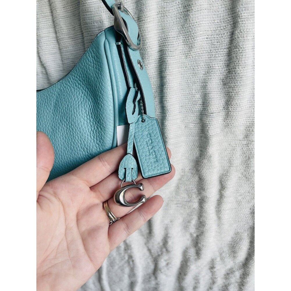 NWT Coach Luna Pebble Leather Silver Hardware Shoulder Bag - Faded Blue CC439 - Picture 4 of 6